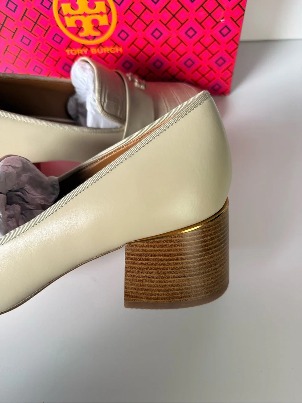 Tory Burch Everly 55mm Loafers Dulce de Leche Leather Block Heel US 9 & 9.5